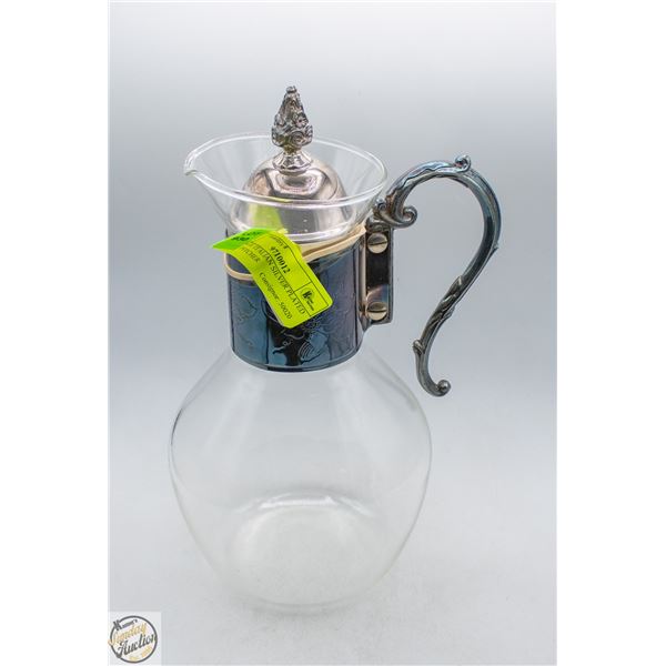 VINTAGE ITALIAN SILVER PLATED GLASS PITCHER