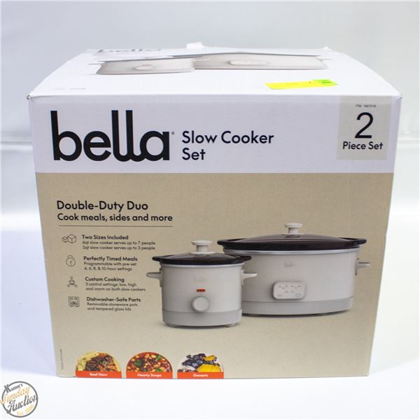 NEW BELLA DIGITAL SLOW COOKER SET, 6QT & 2 QT