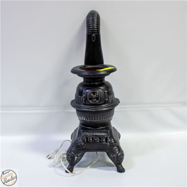 1970'S BLACK CERAMIC STOVE LIGHT 22" HIGH