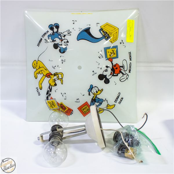 VINTAGE DISNEY GLASS CEILING LIGHT FIXTURE