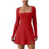 Image 1 : NEW VOZOBI WOMEN'S SQUARE NECK SHORT SLEEVE DRESS