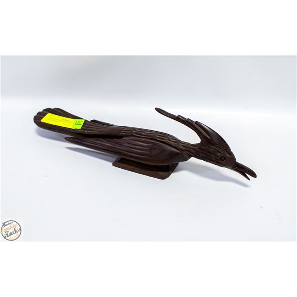 VINTAGE CARVED IRONWOOD ROADRUNNER