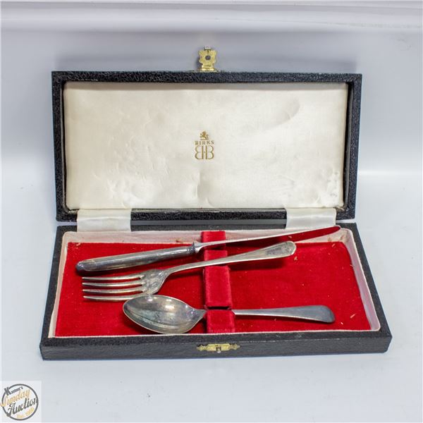 VINTAGE BIRKS MINI FORK KNIFE SPOON SET EP SILVER