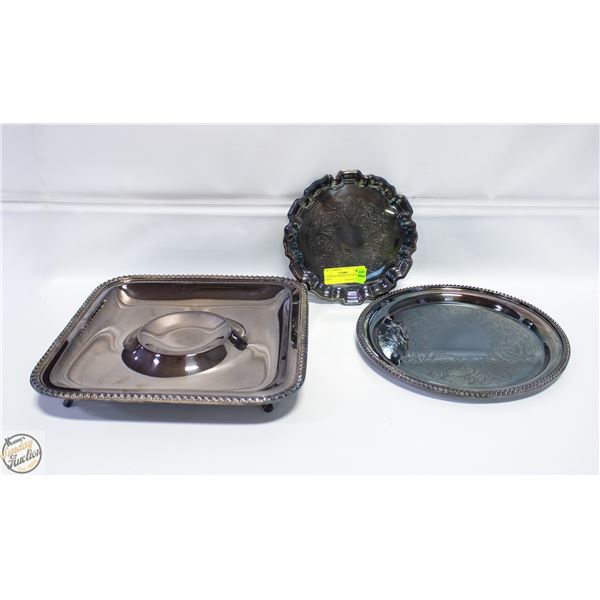 2 VINTAGE PRIMROSE SILVER-PLATED TRAYS