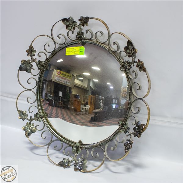 VINTAGE METAL MIRROR ORNATE STYLE HOLLYWOOD
