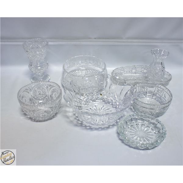 LOT OF VARIOUS CRYSTAL DISHES UNMARKED