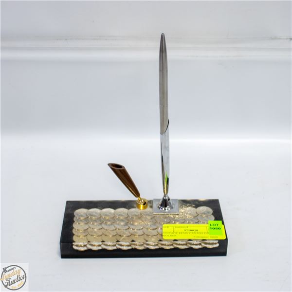 VINTAGE RESIN CANADA DIME PEN HOLDER