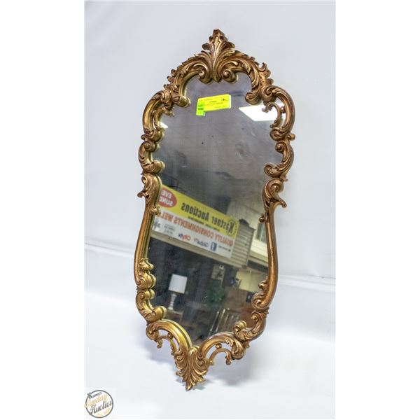 ORNATE GOLD TONE MIRROR 25"X13"