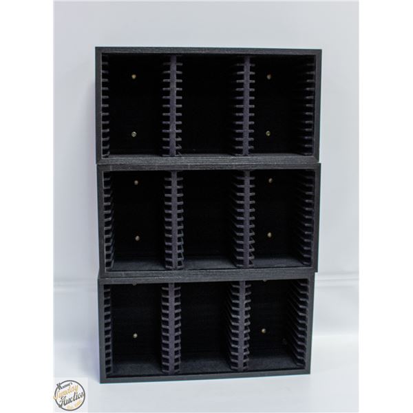 3 CD CASE DISPLAY CASES BLACK 17"X9"X6"