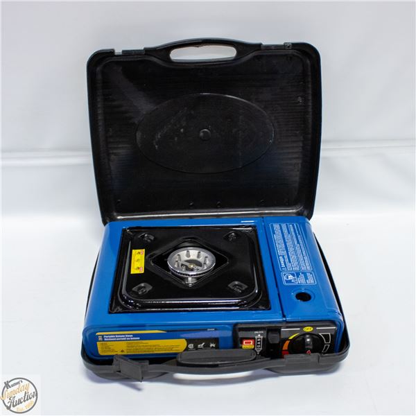 PORTABLE GAS CAMP STOVE IN BLACK PLASTIC