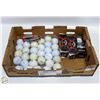 Image 1 : FLAT WITH 3 NEW SLEEVES OF GOLF BALLS, BAG OF