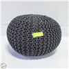 Image 1 : HAND KNITTED POUF OTTOMAN - CABLE-STYLE