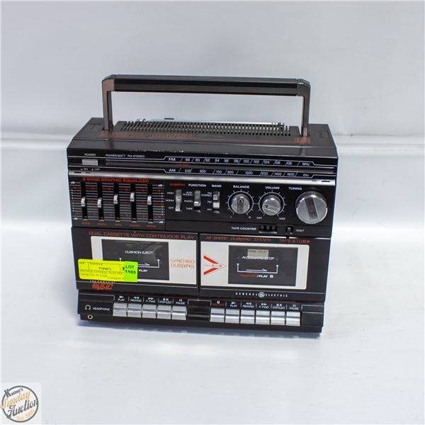 VINTAGE GENERAL ELECTRIC DUAL CASSETTE PLAYER
