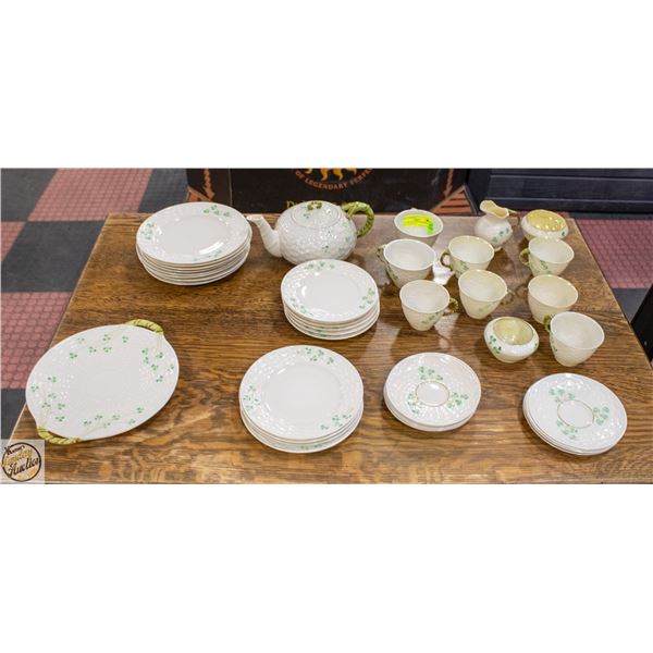 VINTAGE BELLEEK SHAMROCK IRISH PORCELAIN DISH SET