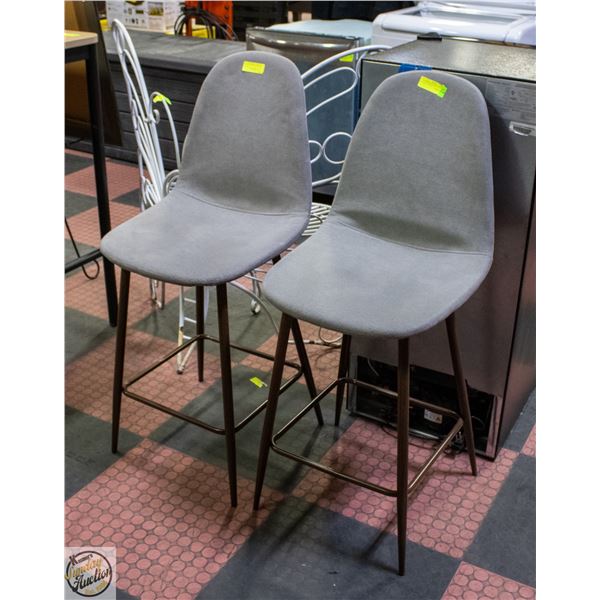 SET OF TWO PUB-HEIGHT BAR STOOLS - PADDED