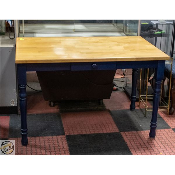 WOOD KITCHEN TABLE BLUE LEGS WITH 4 CHAIRS