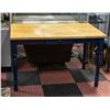 Image 1 : WOOD KITCHEN TABLE BLUE LEGS WITH 4 CHAIRS