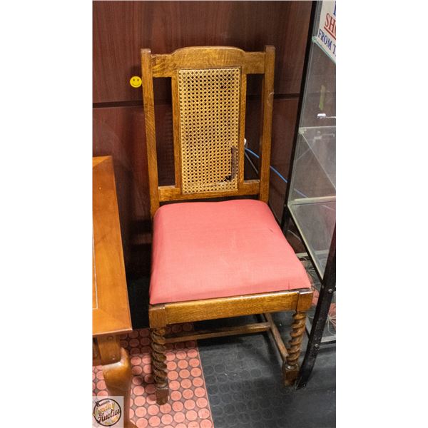 ANTIQUE BURLY TWIST LEG CHAIR 3FT TALL X 16" DEEP