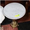 Image 1 : VINTAGE SMALL BRASS CHERUB TABLE WITH MARBLE TOP