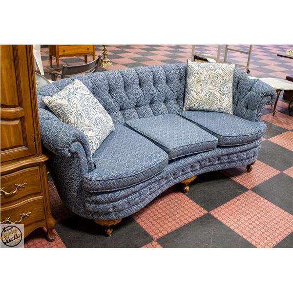 VINTAGE ORNATE STYLE BLUE 2 SEAT SOFA 79"X33"30