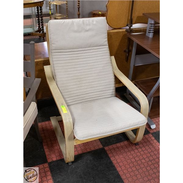 BENT WOOD LOUNGE CHAIR WITH PADDED SEAT