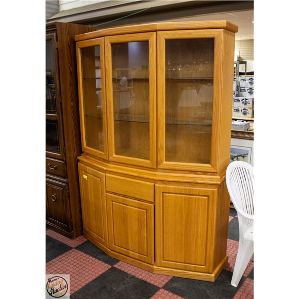 OAK 2 PIECE HUTCH H-74" W-19" L-54.5"
