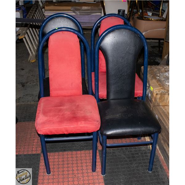 SET OF 4 BLACK AND RED SIDE CHAIRS