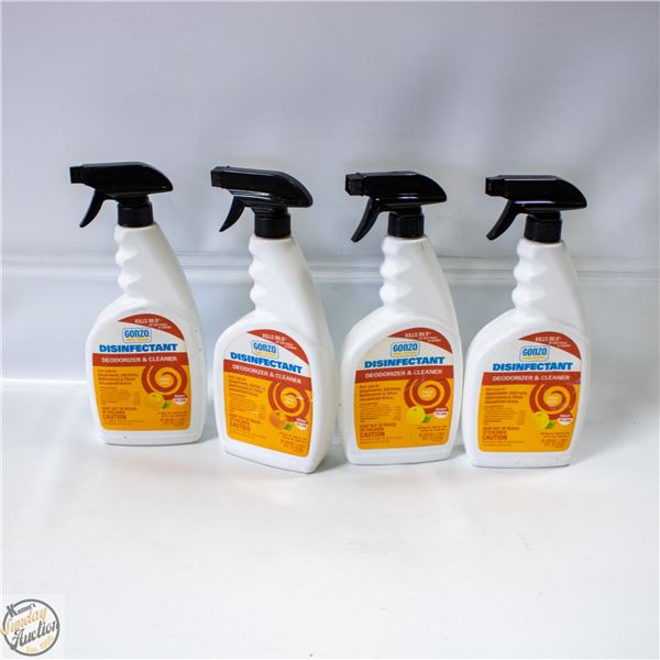 4 LOOSE BOTTLES OF GONZO DISINFECTANT CLEANER