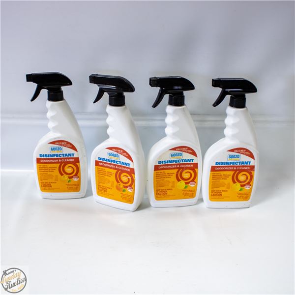 4 LOOSE BOTTLES OF GONZO DISINFECTANT CLEANER