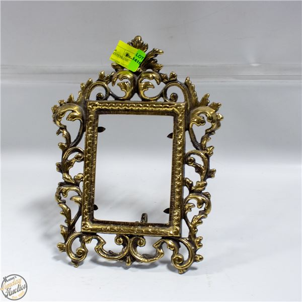 VINTAGE BRASS ORNATE FRAME FOR 4"X5.5" PICTURES