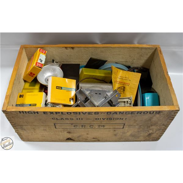 LOT OF VINTAGE CAMERA SUPPLIES AND TOOLS
