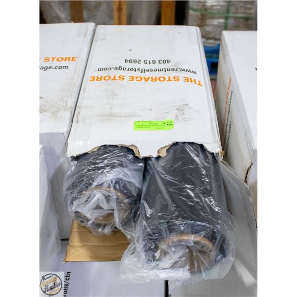 CASE WITH 4 BLACK ROLLS OF SHRINK WRAP