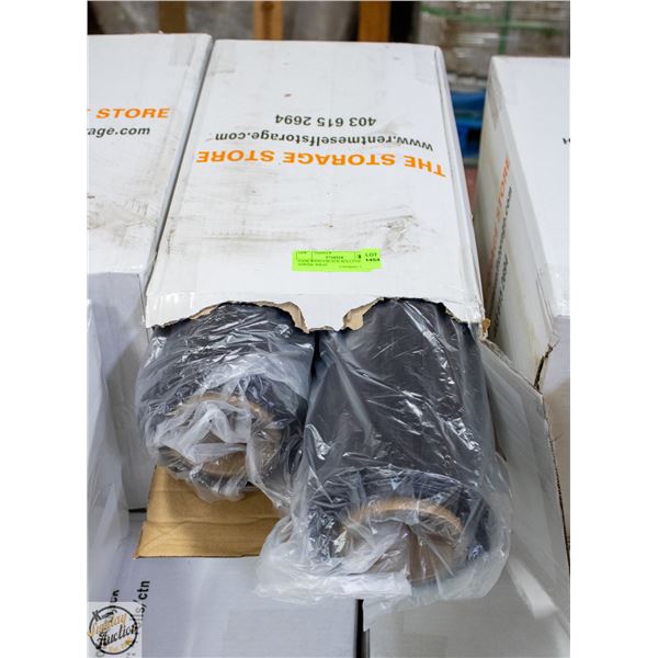 CASE WITH 4 BLACK ROLLS OF SHRINK WRAP