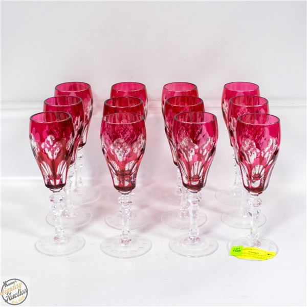 NACHTMAN TRAUBE RUBY CUT CRYSTAL FLUTE WINE GLASS