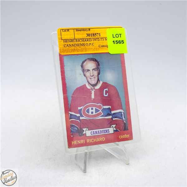 HENRI RICHARD 1972-73 MONTREAL CANADIENS O.P.C