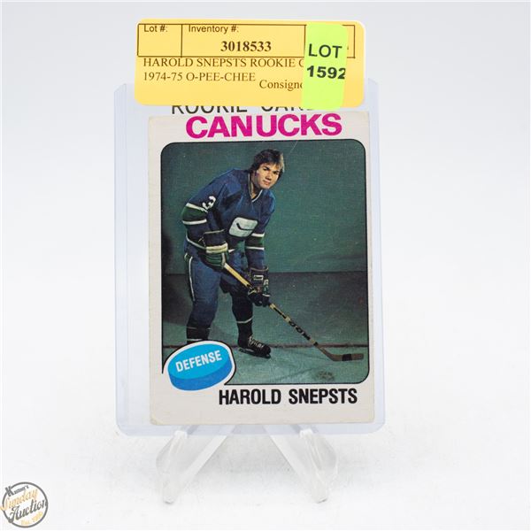 HAROLD SNEPSTS ROOKIE CARD 1974-75 O-PEE-CHEE