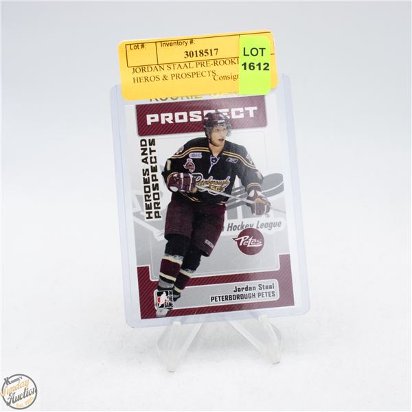 JORDAN STAAL PRE-ROOKIE CARD HEROS & PROSPECTS