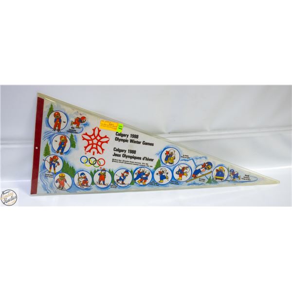 VTG 1988 CALGARY WINTER OLYMPICS BANNER 30" LONG