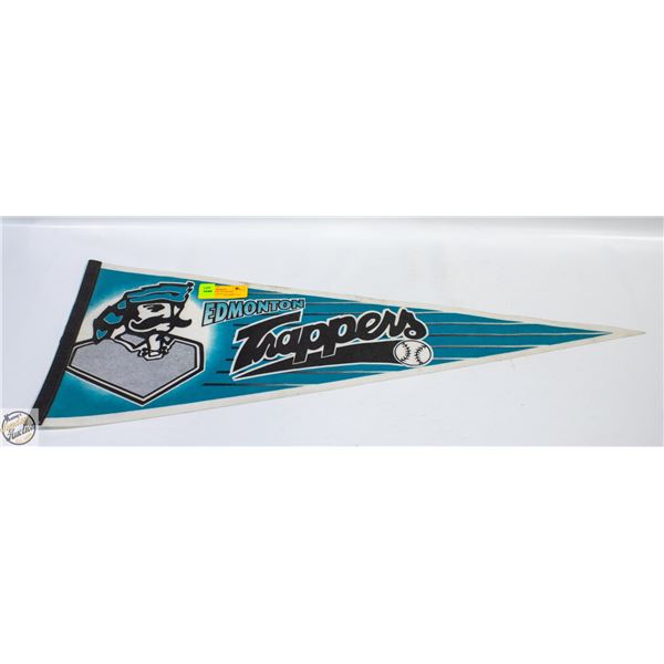 VTG EDMONTON TRAPPERS BASEBALL BANNER 30" LONG