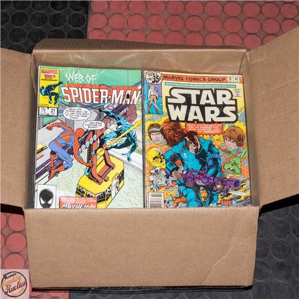 BOX OF APPROX 150 VINTAGE COMICS, MARVEL,DC,MISC
