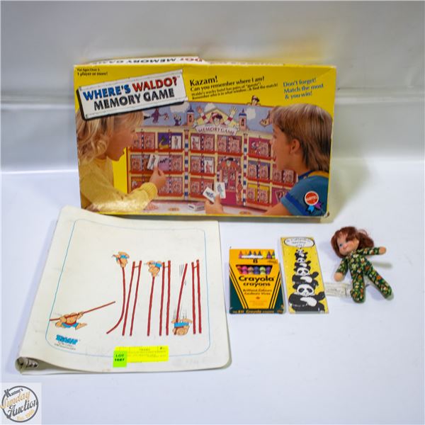 VINTAGE LOT INCLU; WHERES WALDO, 1975 MATTEL DOLL+