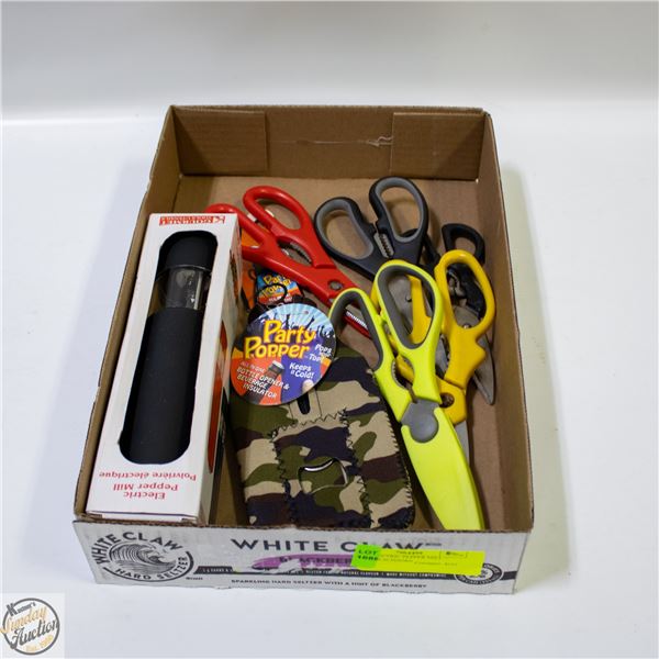 NEW ELECTRIC PEPPER MILL + KITCHEN SCISSORS