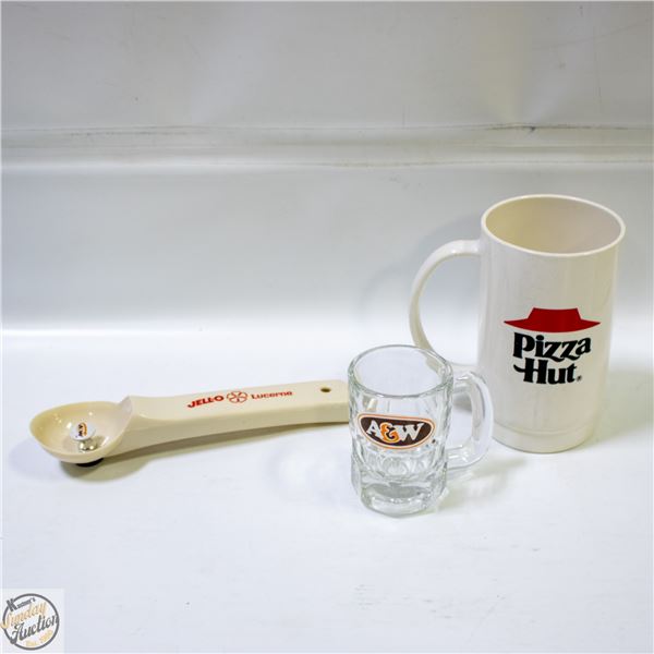 VINTAGE JELLO SCOOP + VINTAGE PIZZA HUT MUG +