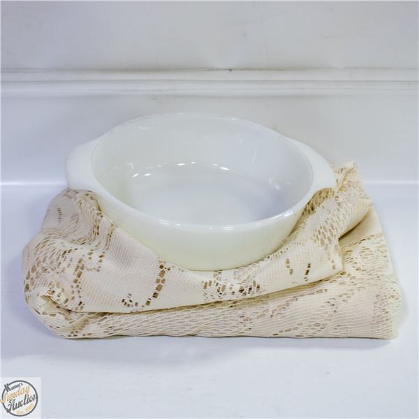MILK GLASS PYREX MIXING BOWL + HANDMADE