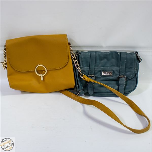 2 LADIES BAGS INCLUDING ROOTS LEATHER CROSSBODY