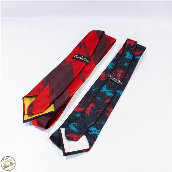 2 CHRISTIAN DIOR DESIGNER NECK TIES
