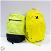 Image 1 : 2 NEON BACKPACKS - MINISO SPORTS + HURLEY