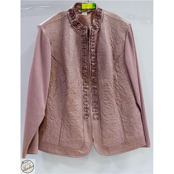 100% LEATHER PINK ZIP UP COAT LADIES SIZE 3X