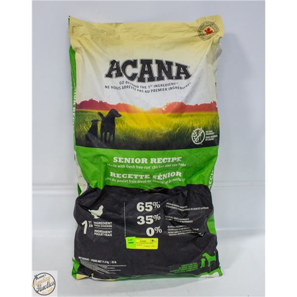 25LB ACANA SENIOR DOG FOOD CHICKEN & RAW