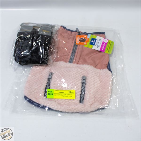 SZ SMALL TOP PAW PINK FLEECE REFLECTIVE DOG COAT